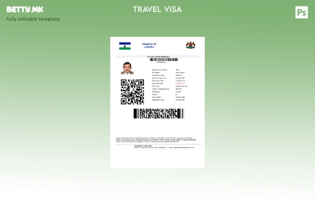модерен стил Лесото и виза во шаблон за Word и Pdf